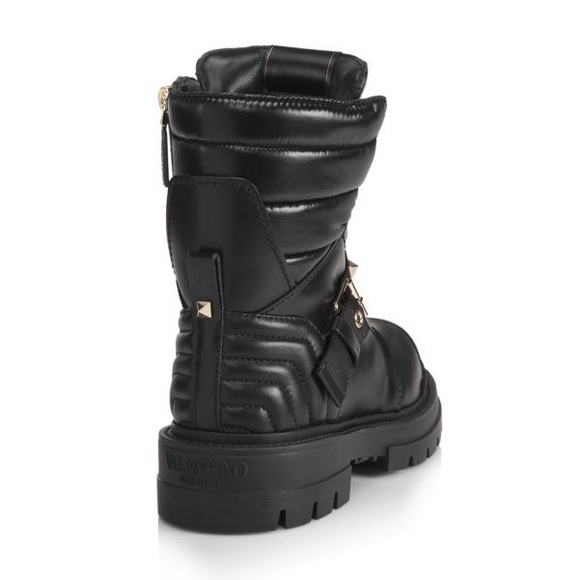 VALENTINO GARAVANI Rockstud Leather Combat Boots 39.5 Brand new in box - Picture 3 of 8
